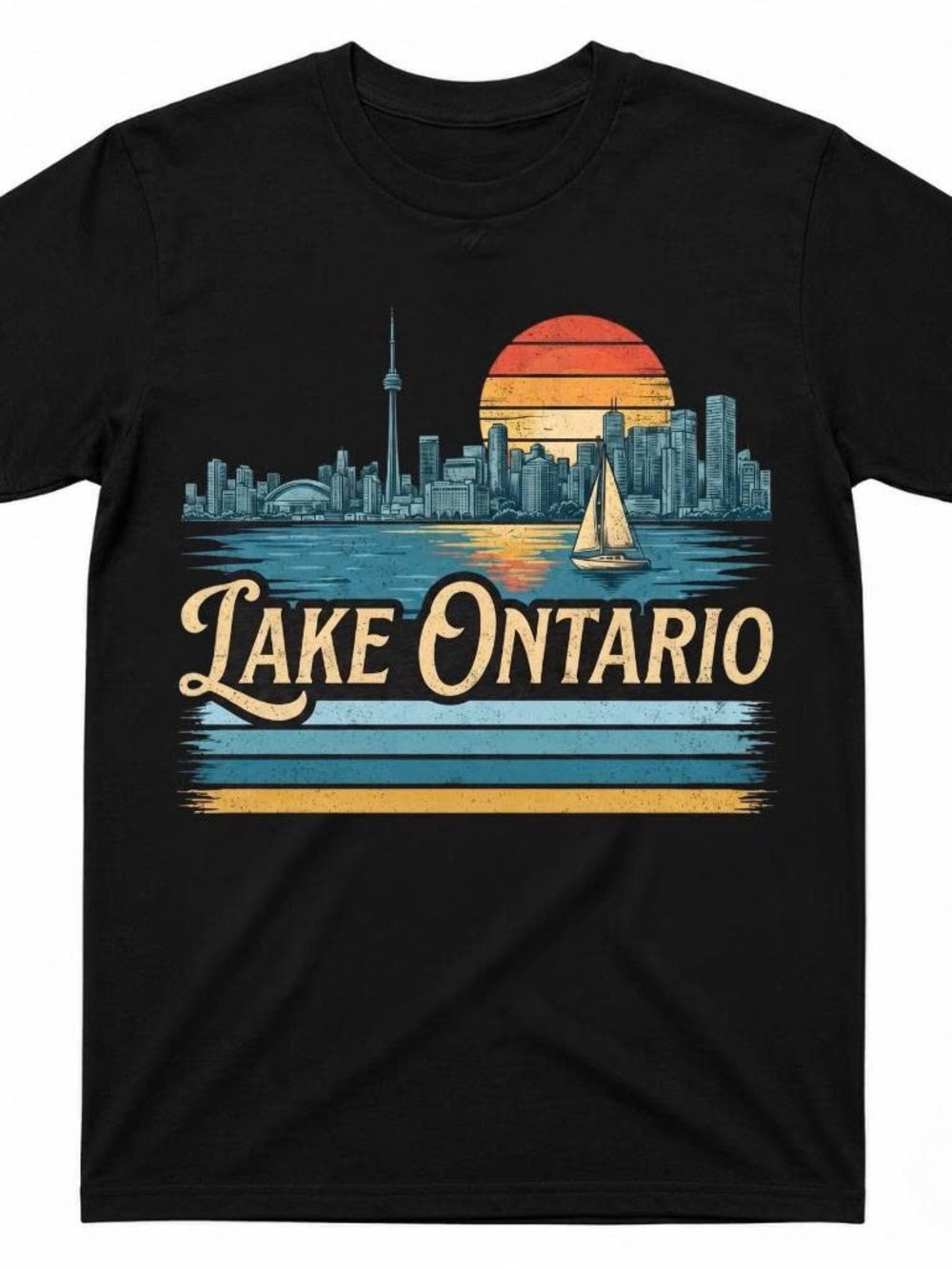 Gildan Shirt Lake Ontario Graphic Tee - Black